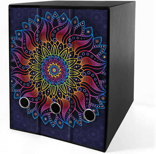 Set 3 raccoglitori ad anelli - MANDALA ARCOBALENO (H31 cm con 2 anelli)