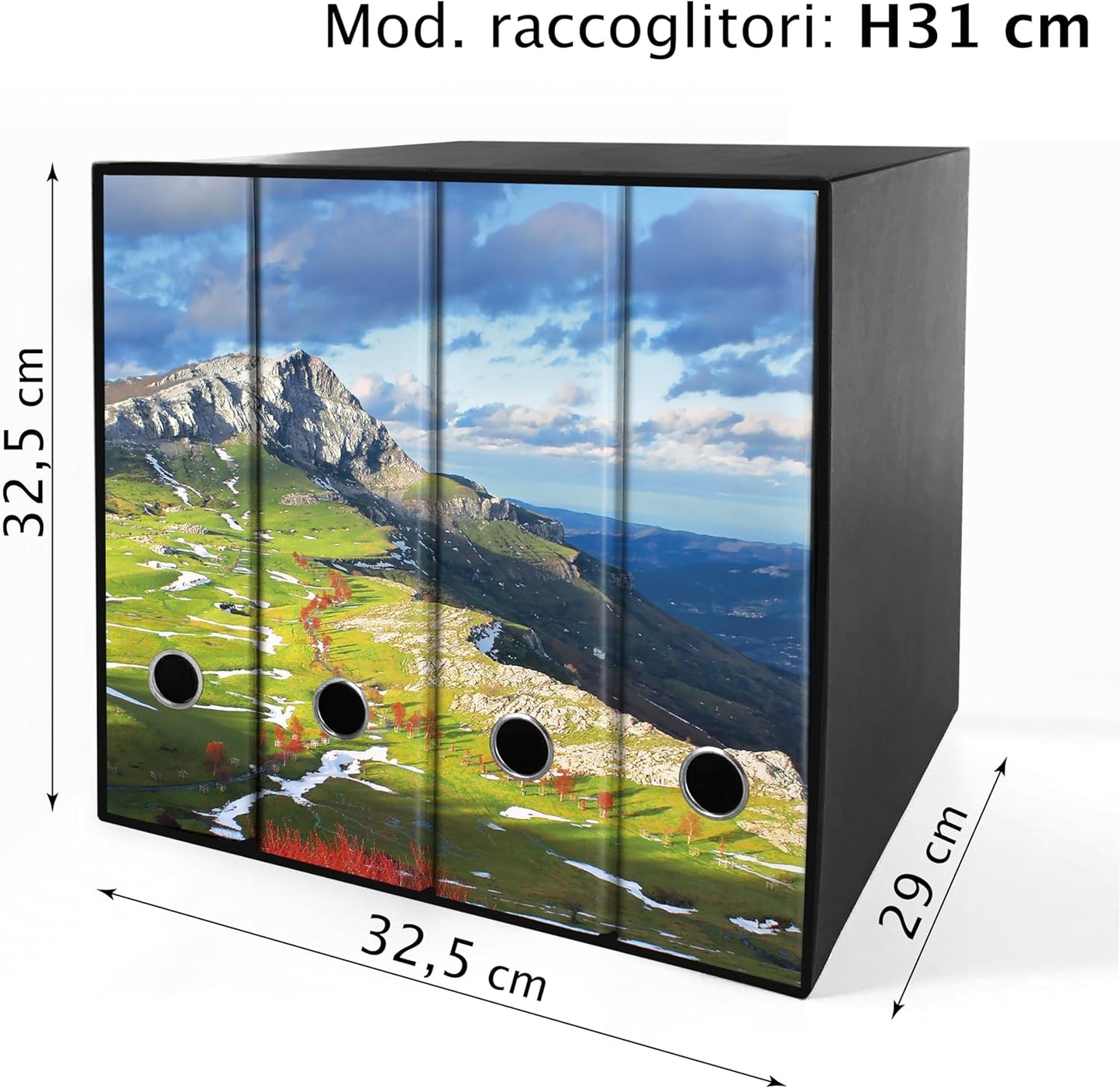 Set da 4 raccoglitori ad anelli - MONTAGNA (H31 cm con 2 anelli)
