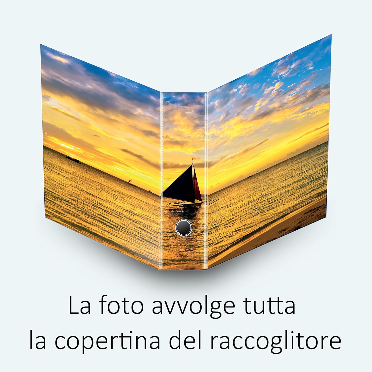 Set da 6 raccoglitori ad anelli - BARCA al TRAMONTO (H31 cm con 2 anelli)