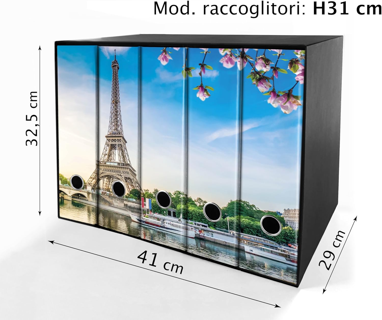 Set da 5 raccoglitori ad anelli - PARIGI (H31 cm con 2 anelli)