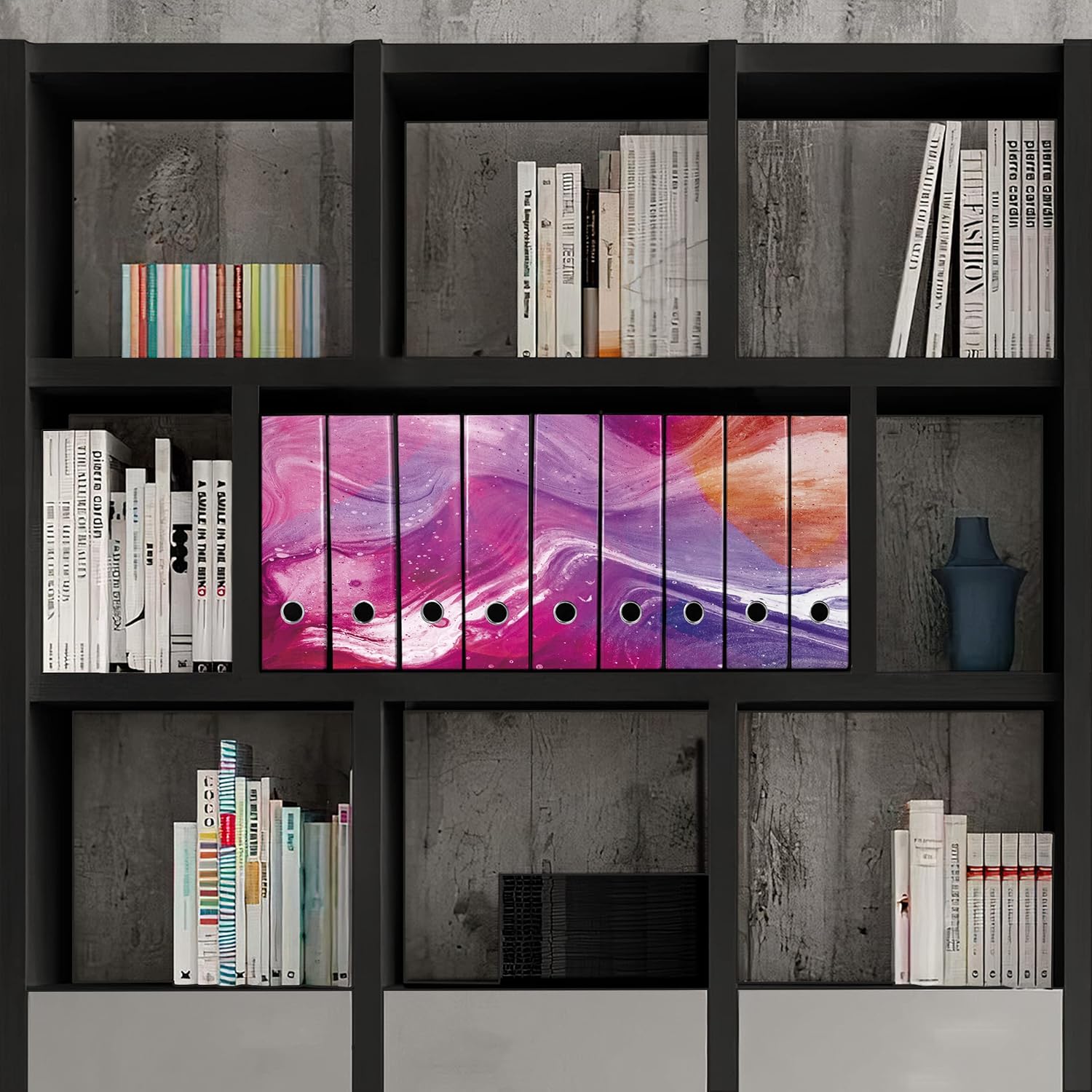 Set da 9 raccoglitori ad anelli RESINA ROSA - Faldoni SHAREPRINTING (H31 con 2 anelli)