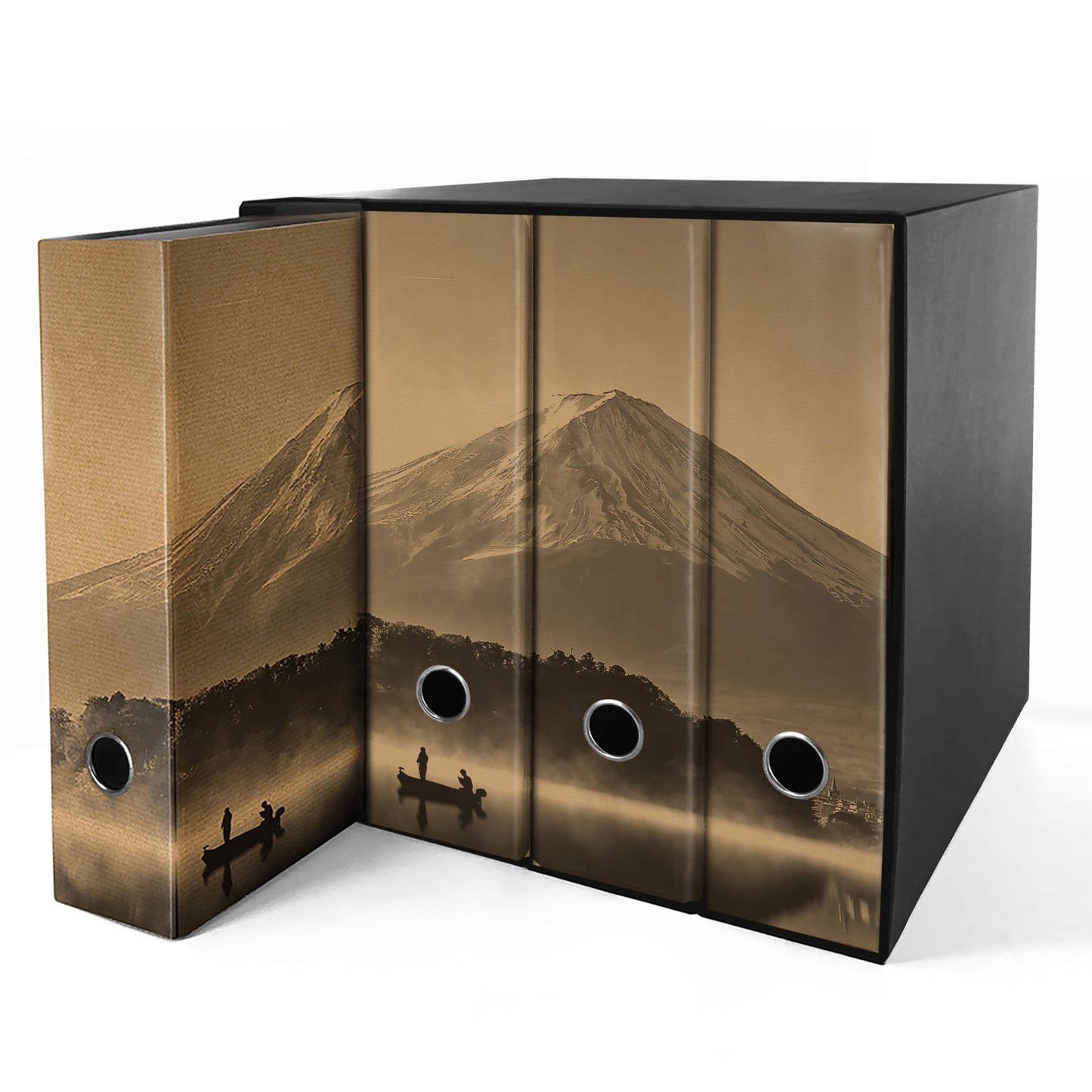 Raccoglitori ad anelli Avana MONTE FUJI- Set da 4 raccoglitori - SHAREPRINTING Faldoni