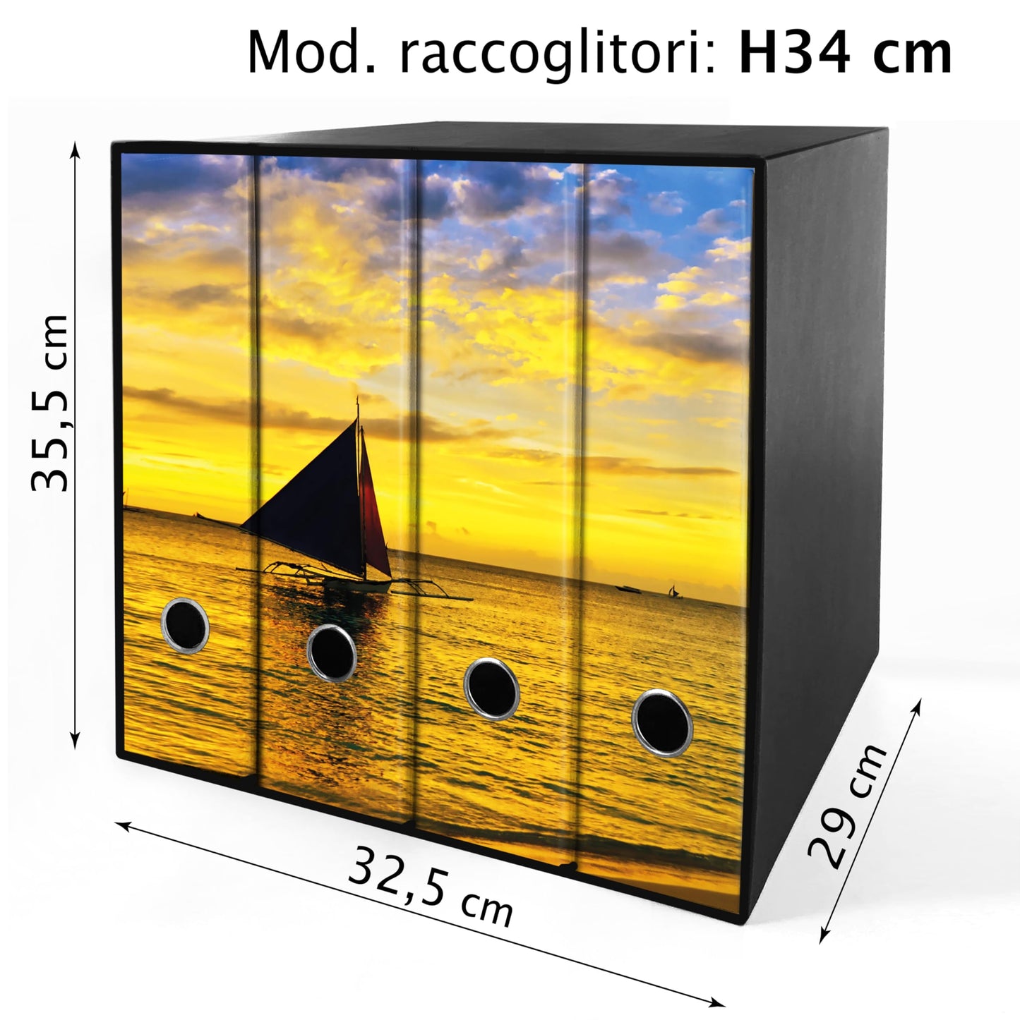 Set da 4 raccoglitori ad anelli - BARCA TRAMONTO