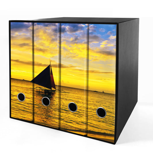 Set da 4 raccoglitori ad anelli - BARCA TRAMONTO