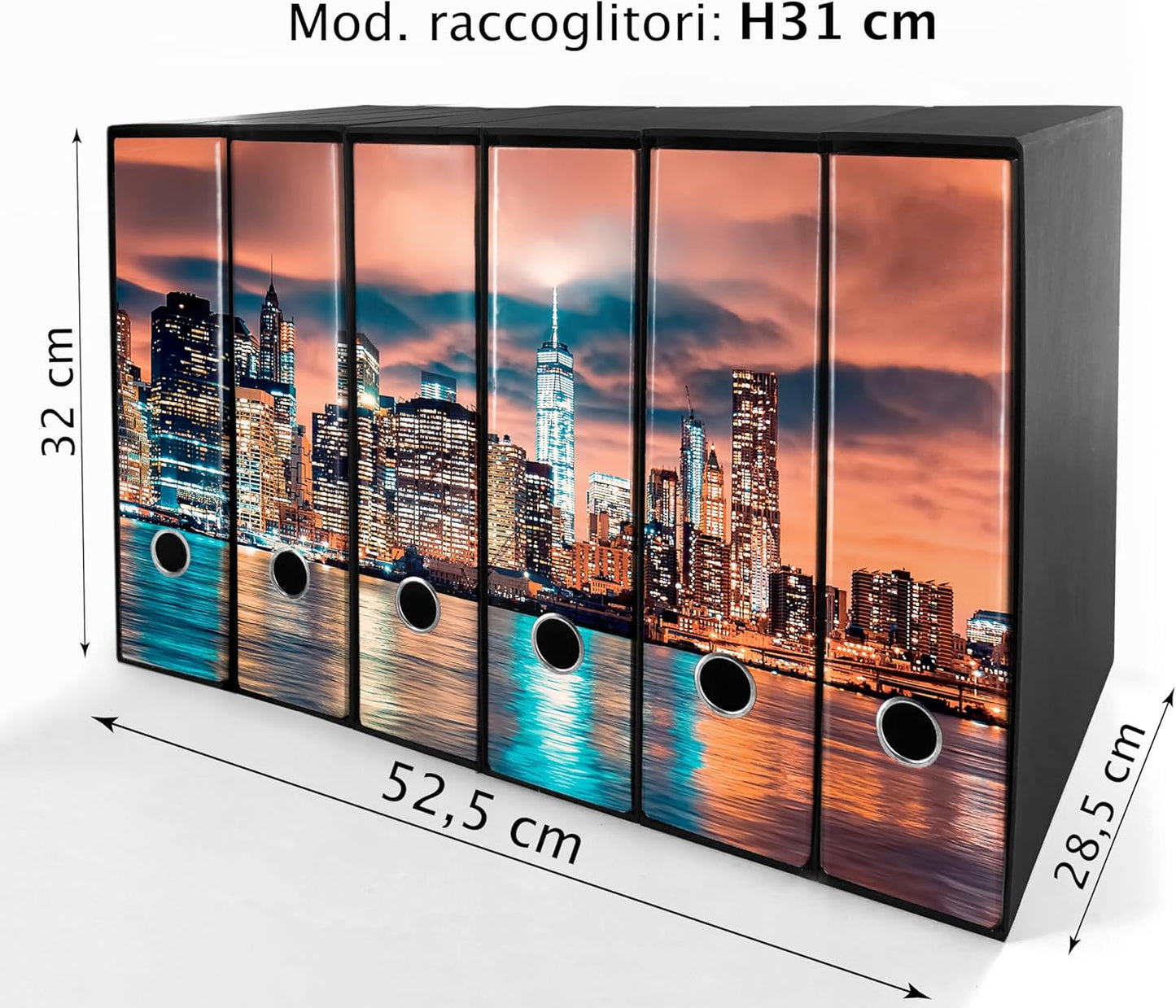 Set da 6 raccoglitori ad anelli - NEW YORK (H31 cm con 2 anelli)