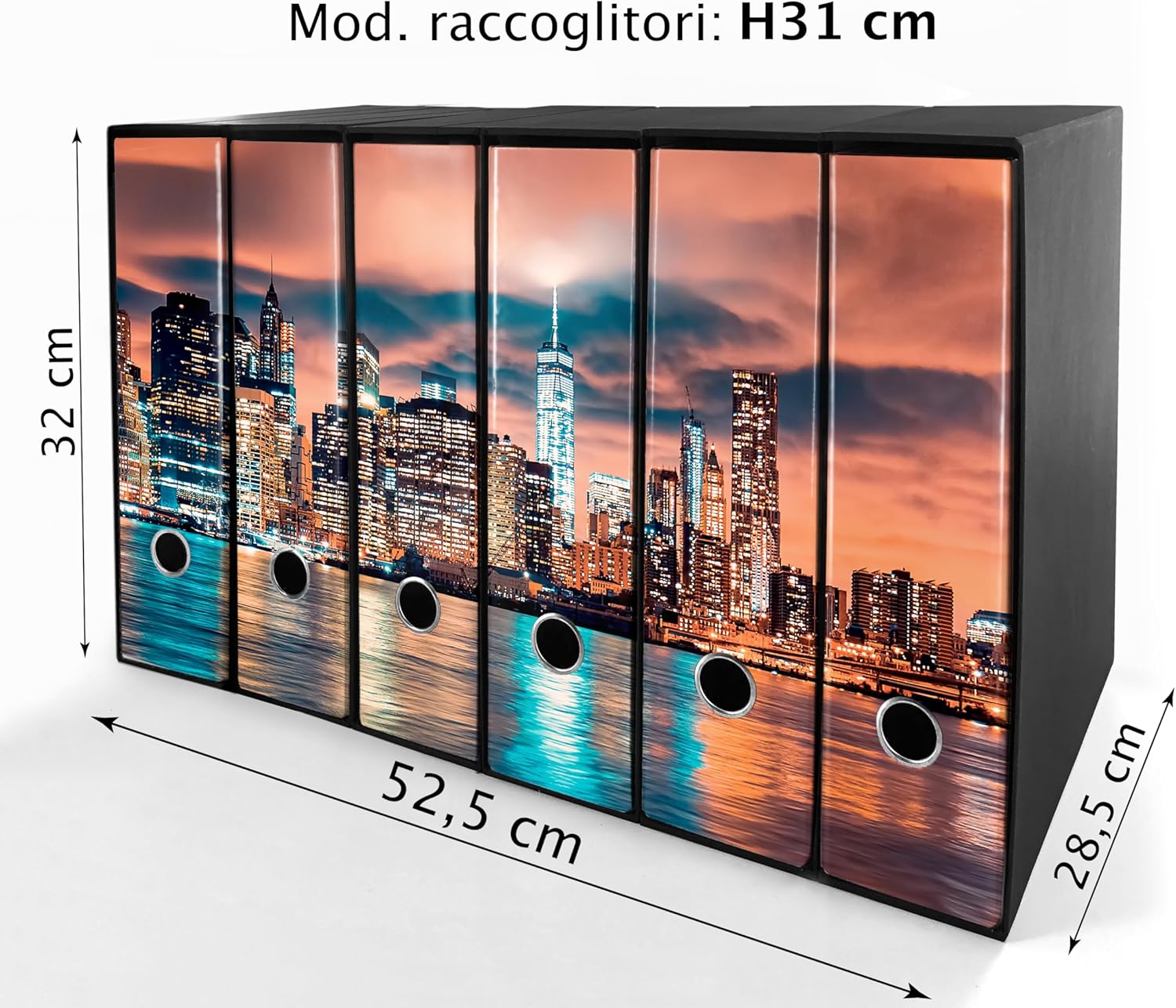 Set da 6 raccoglitori ad anelli - NEW YORK (H31 cm con 2 anelli)