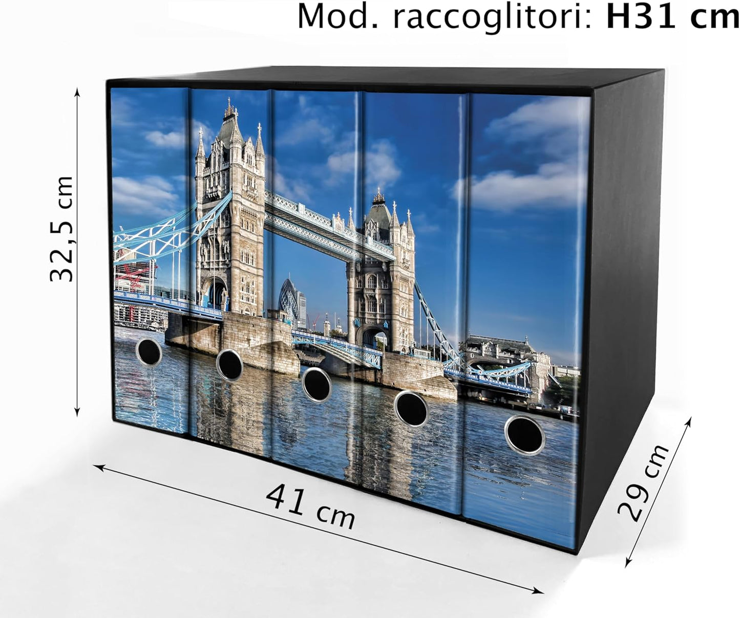 Set da 5 raccoglitori ad anelli - LONDRA (H31 cm con 2 anelli)
