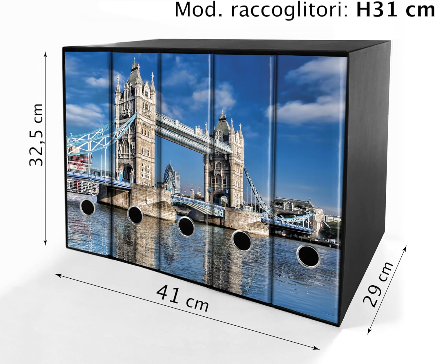 Set da 5 raccoglitori ad anelli - LONDRA (H31 cm con 2 anelli)