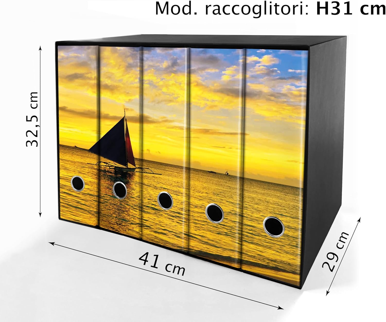 SET da 5 Raccoglitori ad anelli - BARCA TRAMONTO (28x31 cm con 2 anelli)