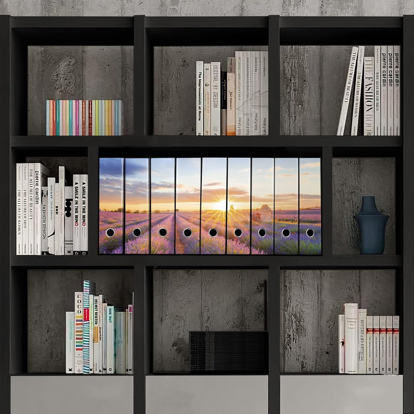 Set da 9 raccoglitori ad anelli LAVANDA AL TRAMONTO - Faldoni SHAREPRINTING (H31 con 2 anelli)
