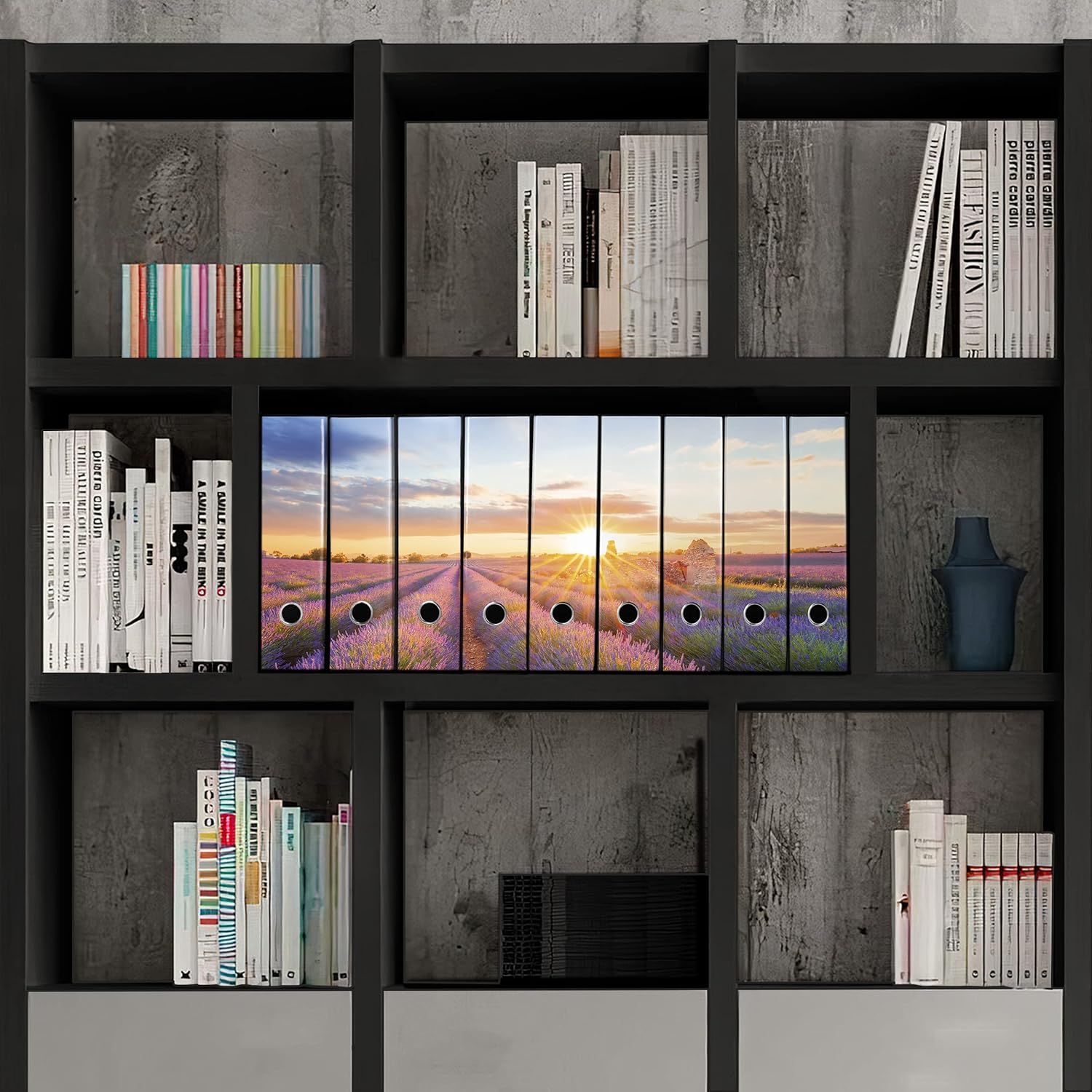 Set da 9 raccoglitori ad anelli LAVANDA AL TRAMONTO - Faldoni SHAREPRINTING (H31 con 2 anelli)