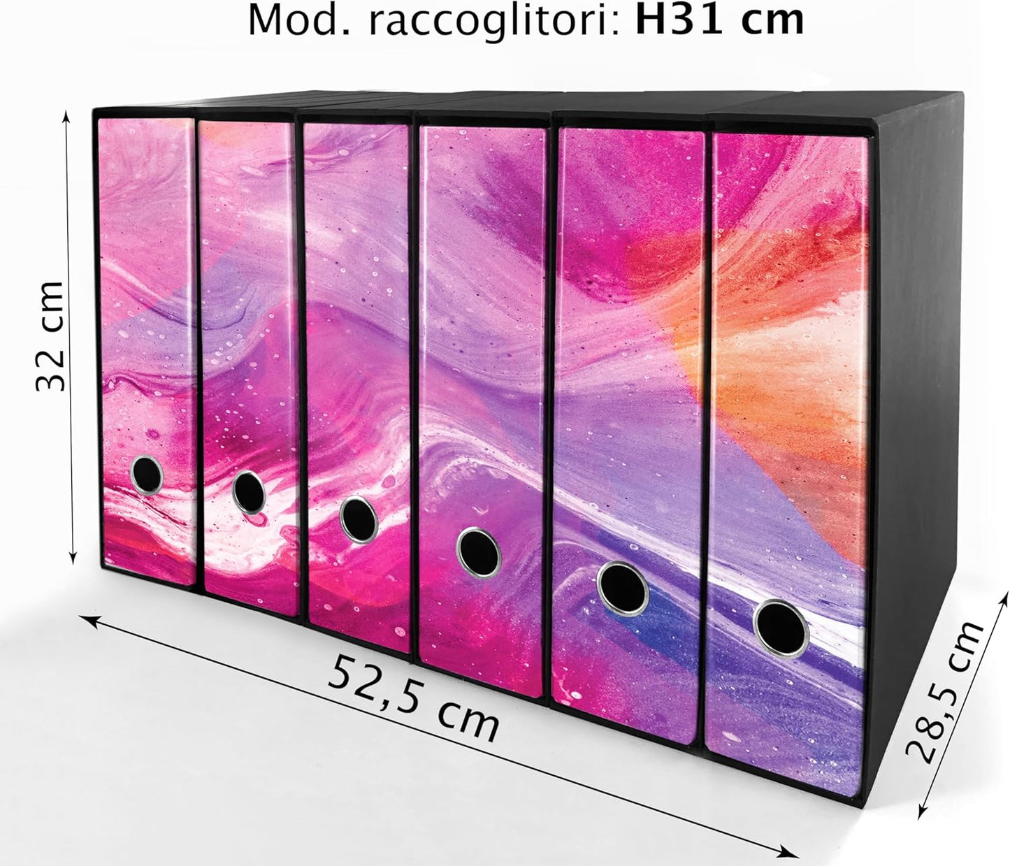 Set da 6 raccoglitori ad anelli - RESINA ROSA (H31 cm con 2 anelli)