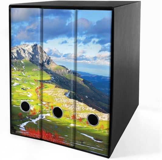 Set da 3 raccoglitori ad anelli - MONTAGNA con PRATI (H31 cm con 2 anelli)
