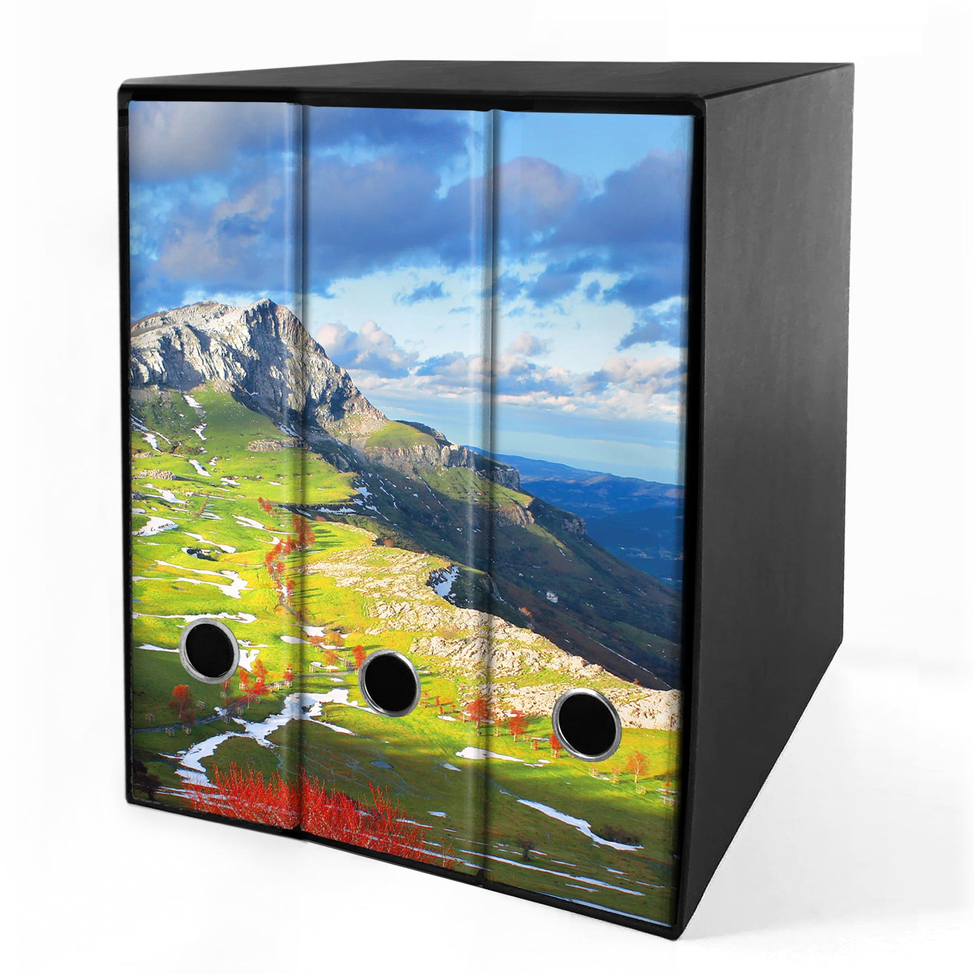 Set da 3 raccoglitori ad anelli - MONTAGNA con PRATI (H31 cm con 2 anelli)