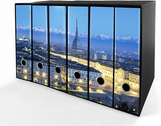 Set da 6 raccoglitori ad anelli TORINO - Faldoni SHAREPRINTING (H31 con 2 anelli)