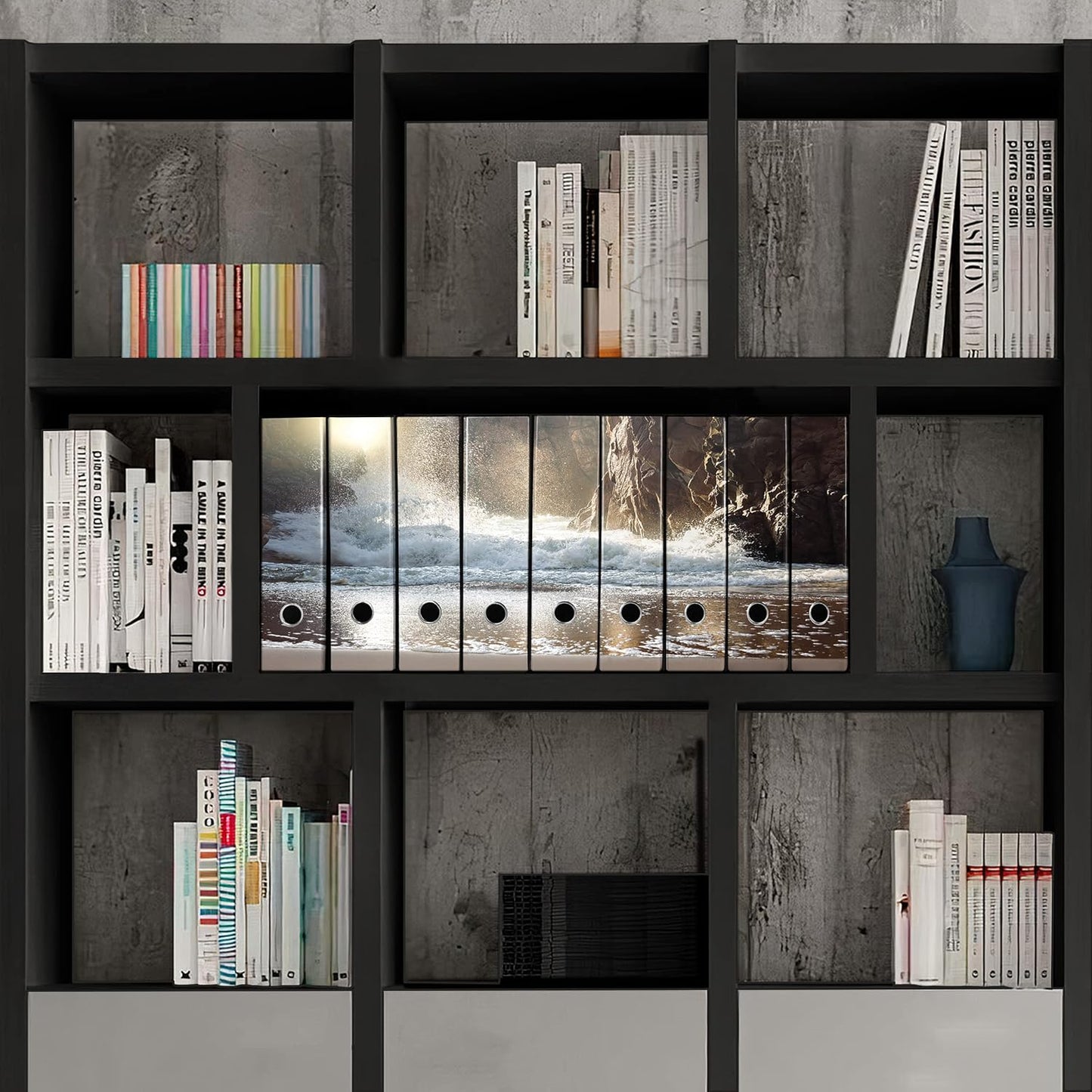 Set da 9 raccoglitori ad anelli ONDA e ROCCE - Faldoni SHAREPRINTING (H31 con 2 anelli)