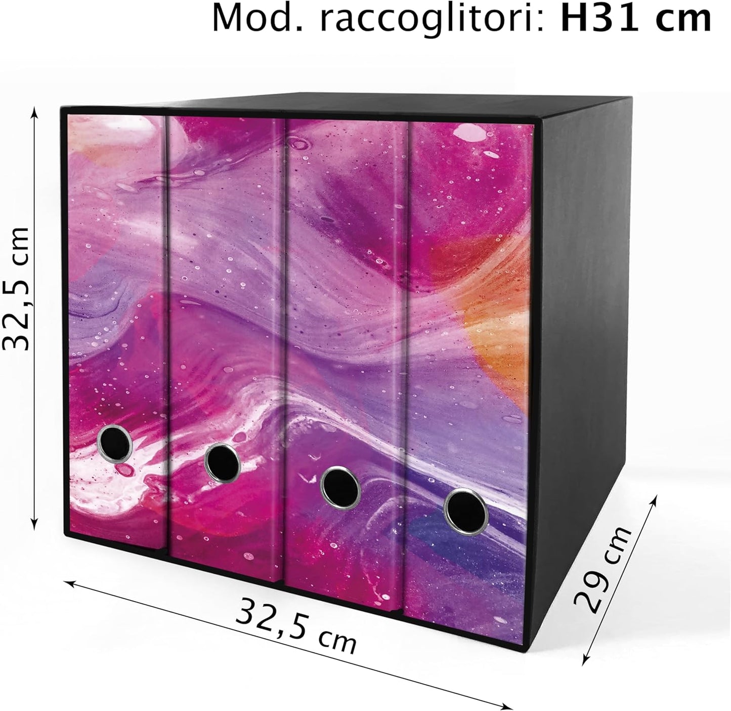 Set da 4 raccoglitori ad anelli - RESINA ROSA (H31 cm con 2 anelli)