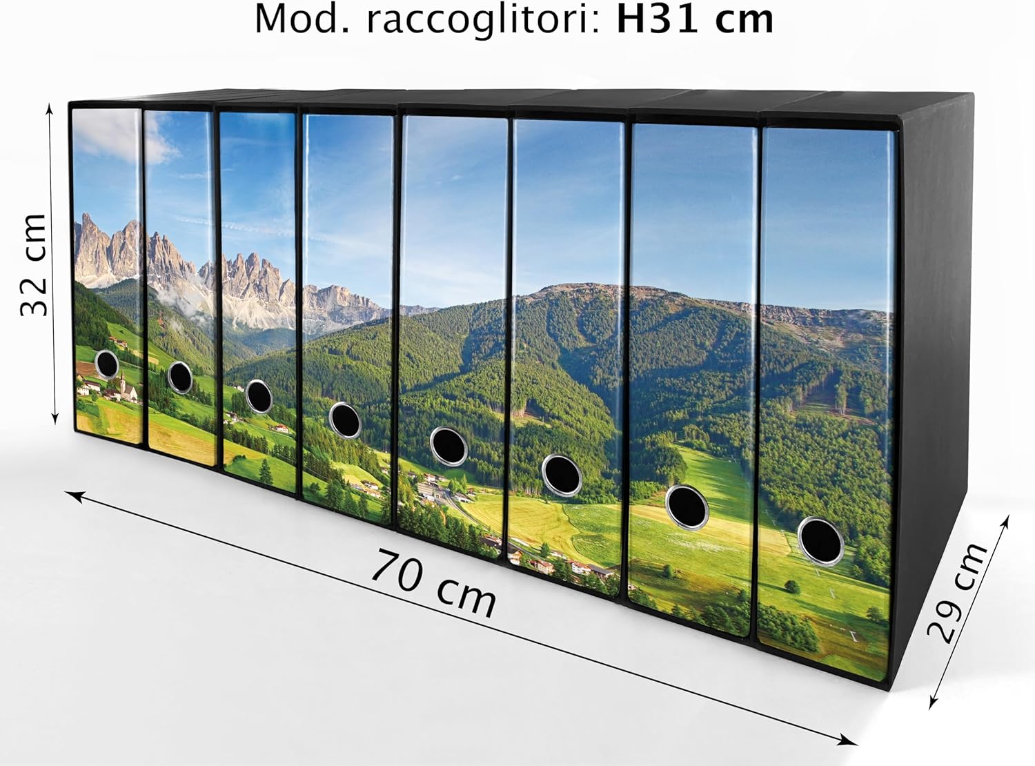 Set da 8 raccoglitori ad anelli SCENARIO ALPINO - Faldoni SHAREPRINTING (H31 con 2 anelli)