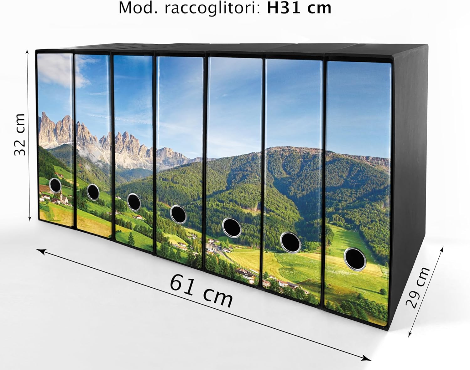 Set da 7 raccoglitori ad anelli SCENARIO ALPINO - Faldoni SHAREPRINTING (H31 con 2 anelli)