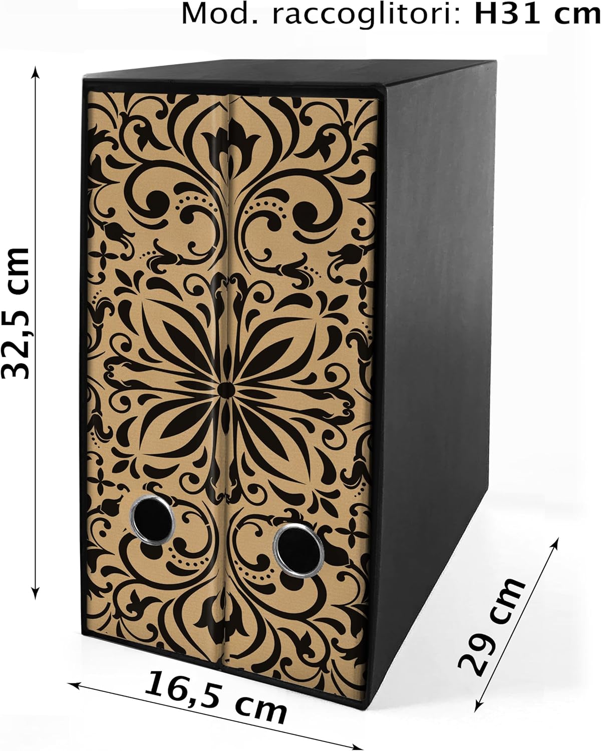 Set da 2 raccoglitori ad anelli dorso 8 cm Avana con box - modello completo di divisori - shareprinting Faldoni (Damasco (H31 a 4 anelli))