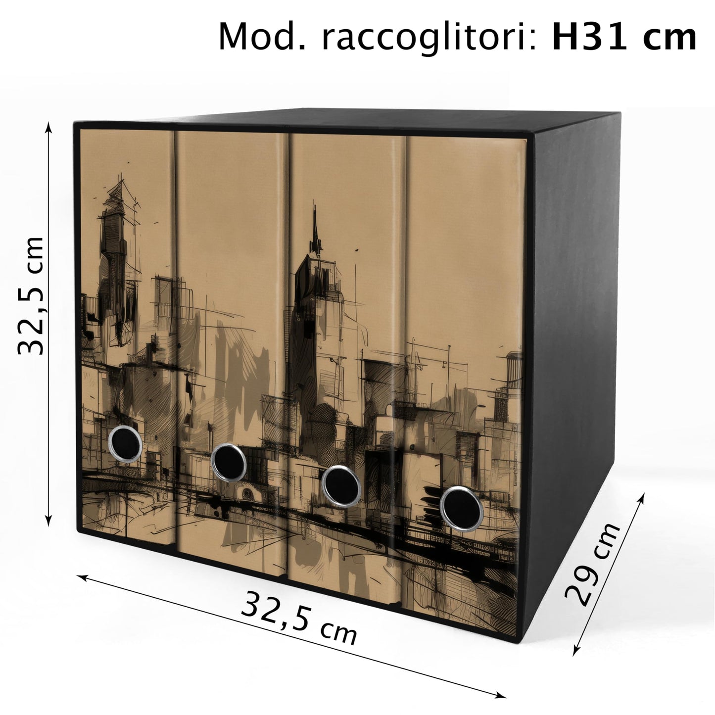 Raccoglitori ad anelli Avana Città illustrata- Set da 4 raccoglitori - SHAREPRINTING Faldoni