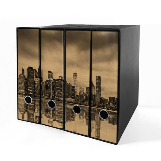 Raccoglitori ad anelli Avana NEW YORK - Set da 4 raccoglitori - SHAREPRINTING Faldoni