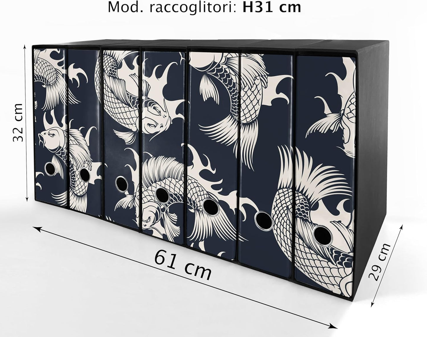 Set da 7 raccoglitori ad anelli CARPE BIANCHE - Faldoni SHAREPRINTING (H31 con 2 anelli)