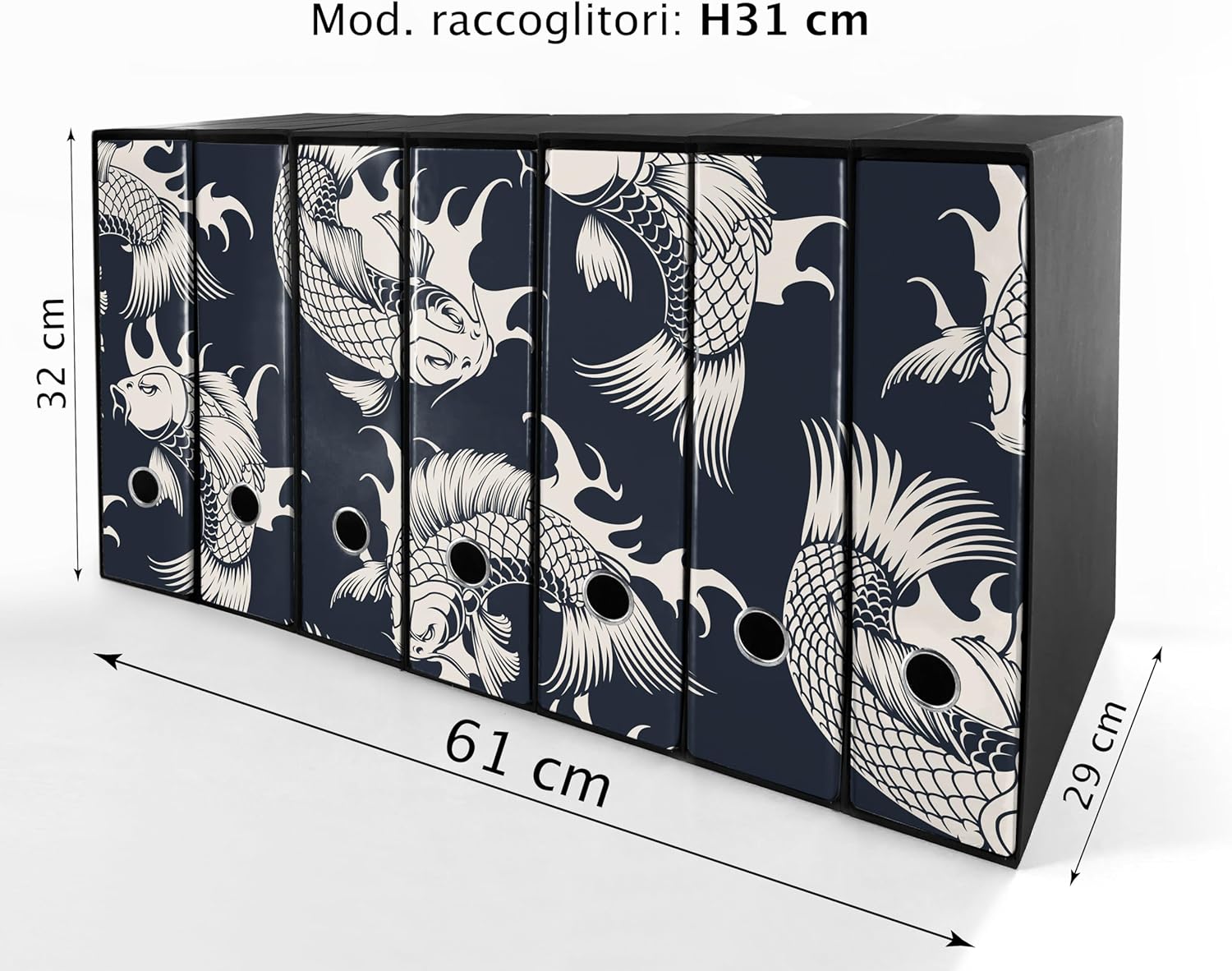 Set da 7 raccoglitori ad anelli CARPE BIANCHE - Faldoni SHAREPRINTING (H31 con 2 anelli)