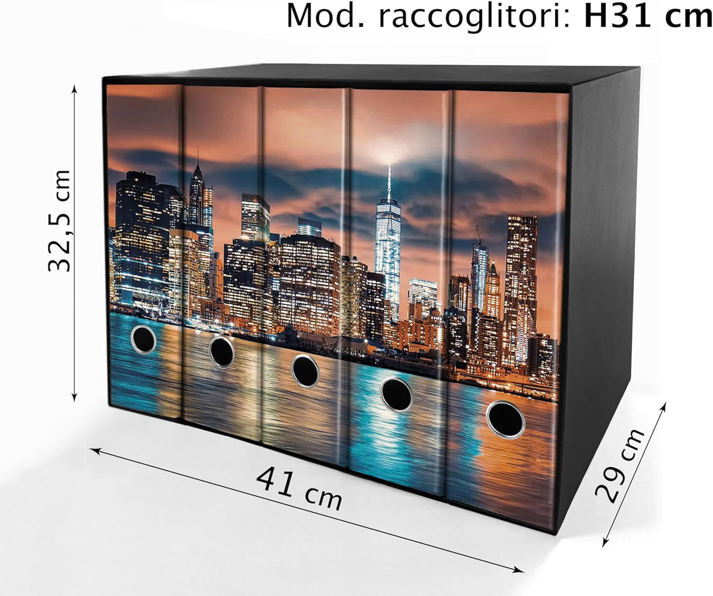 Set da 5 raccoglitori ad anelli - NEW YORK (H31 cm con 2 anelli)