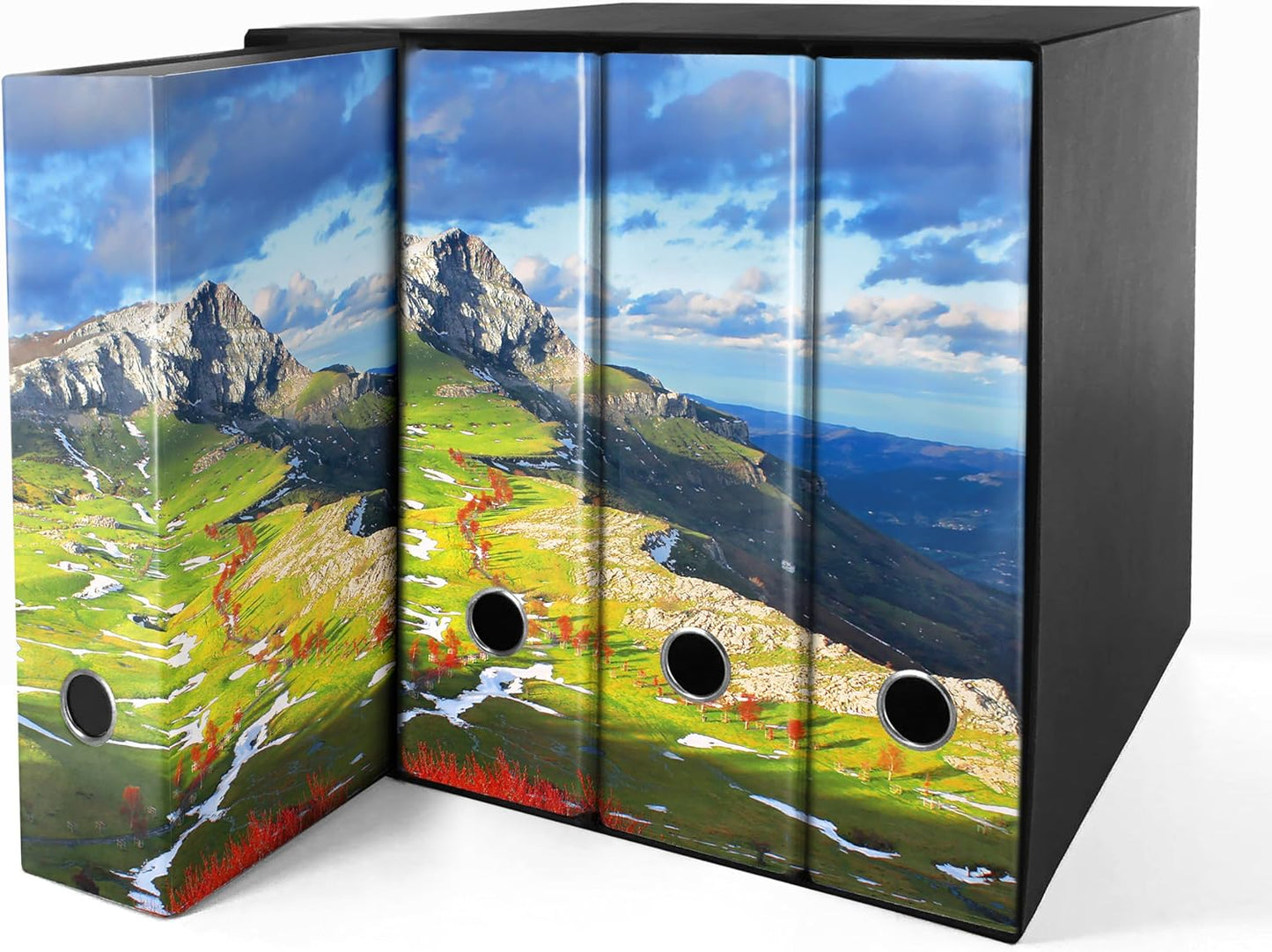 Set da 4 raccoglitori ad anelli - MONTAGNA (H31 cm con 2 anelli)