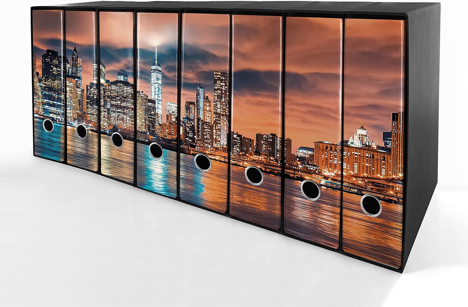 Set da 8 raccoglitori ad anelli NEW YORK - Faldoni SHAREPRINTING (H31 con 2 anelli)