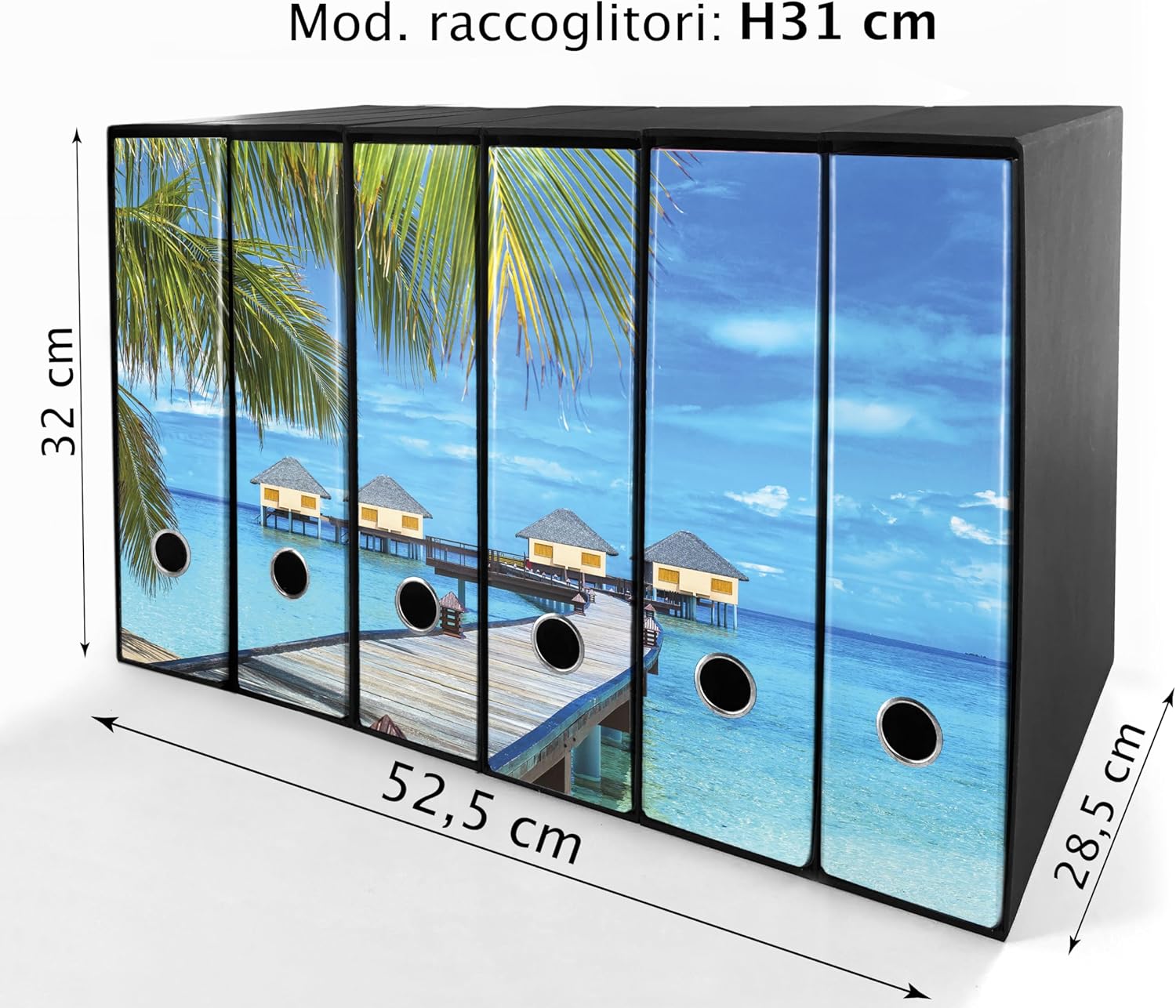 Set da 6 raccoglitori ad anelli MALDIVE - Faldoni SHAREPRINTING (H31 con 2 anelli)