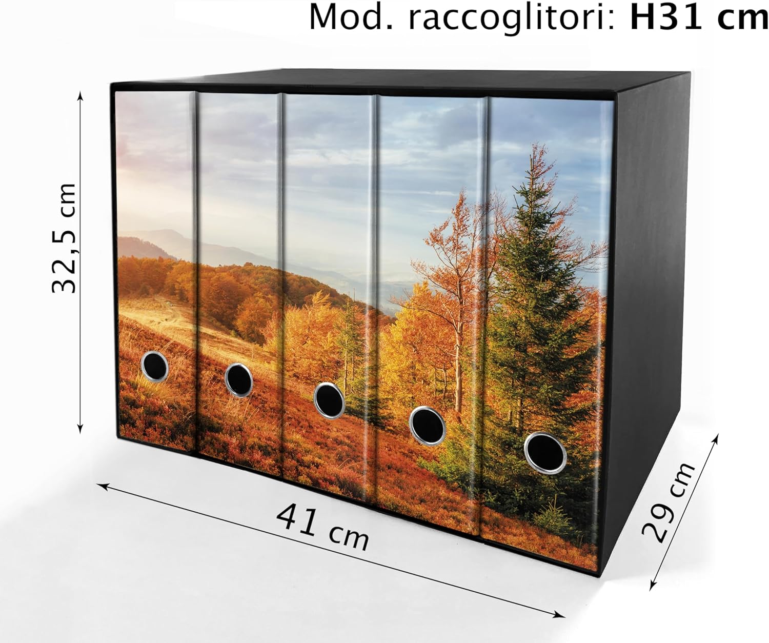 Set da 5 raccoglitori ad anelli - AUTUNNO (H31 cm con 2 anelli)