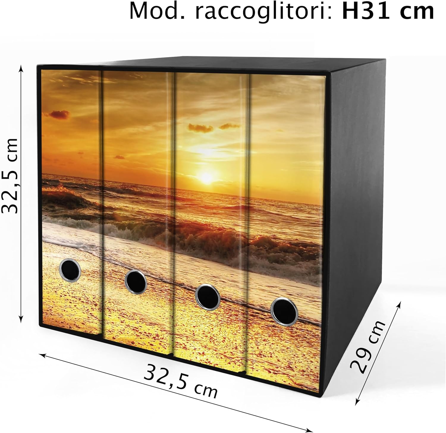 Set da 4 raccoglitori ad anelli - SPIAGGIA TRAMONTO (H31 cm con 2 anelli)
