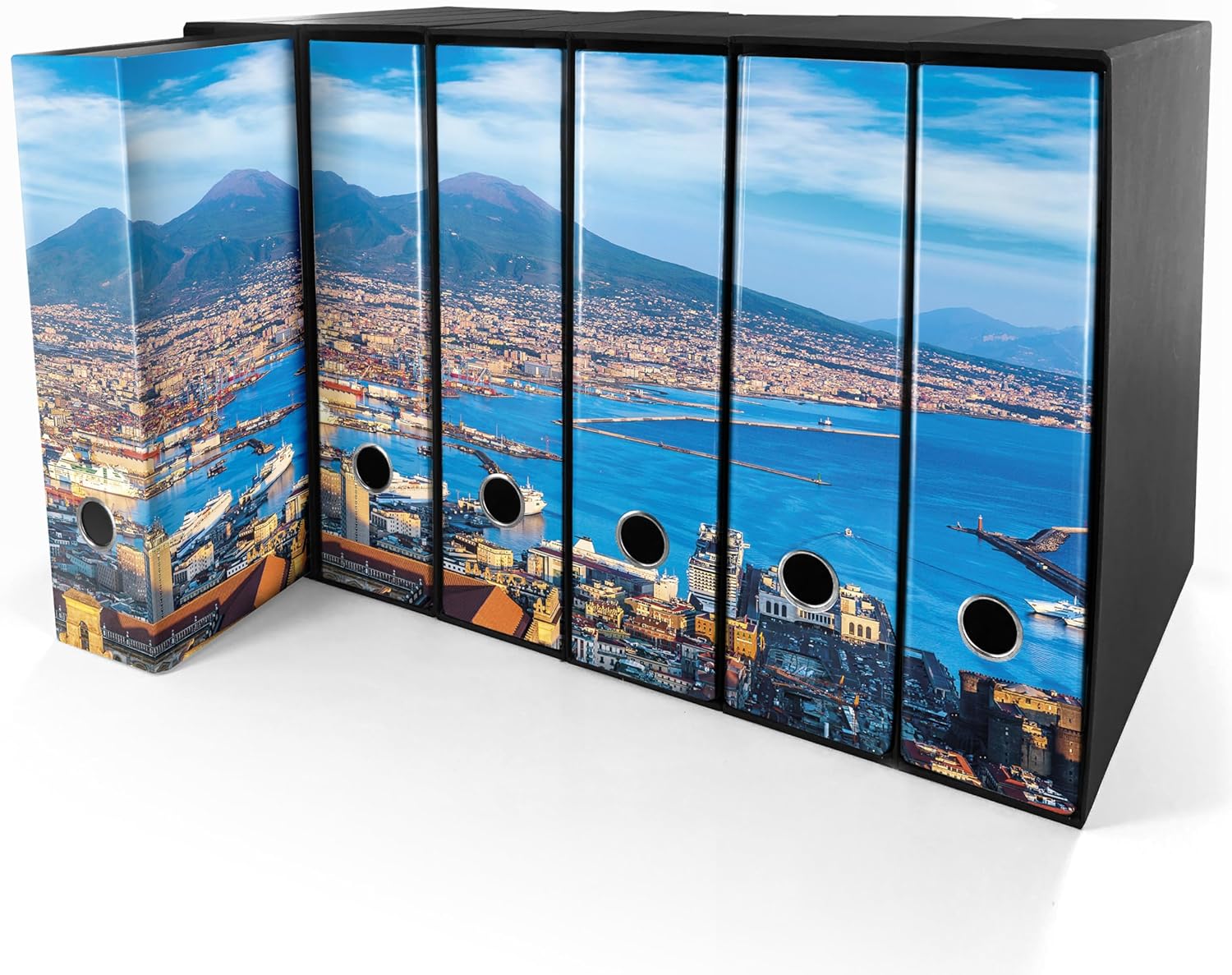 Set da 6 raccoglitori ad anelli GOLFO DI NAPOLI- Faldoni SHAREPRINTING (H31 con 2 anelli)