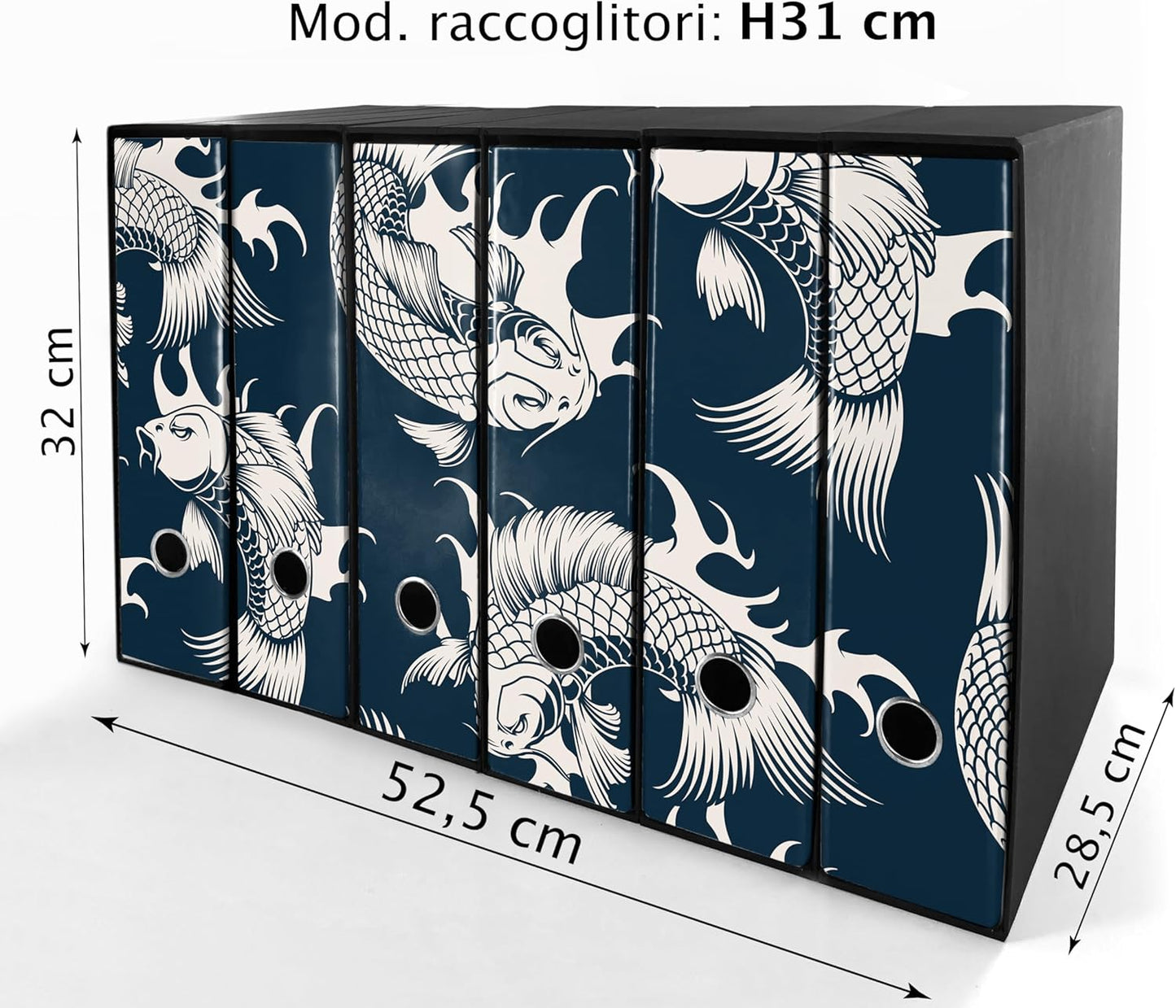 Set da 6 raccoglitori ad anelli - CARPE BIANCHE (H31 cm con 2 anelli)