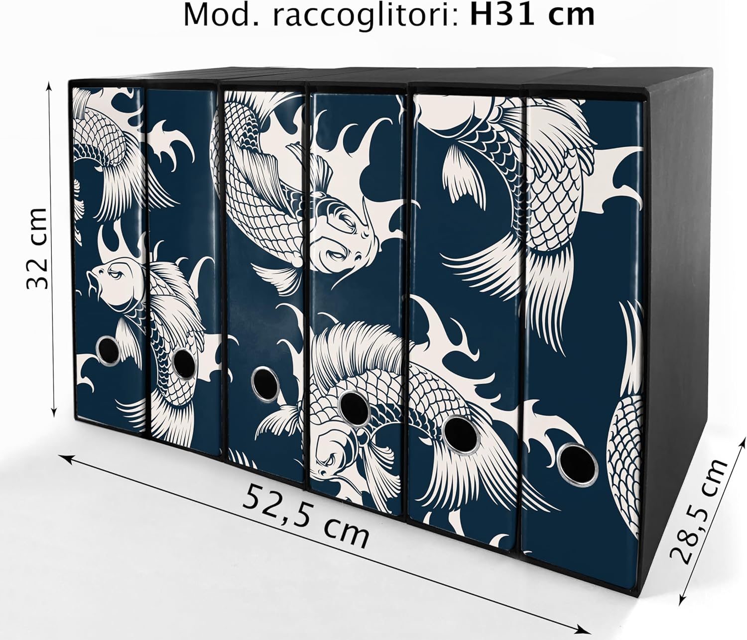 Set da 6 raccoglitori ad anelli - CARPE BIANCHE (H31 cm con 2 anelli)
