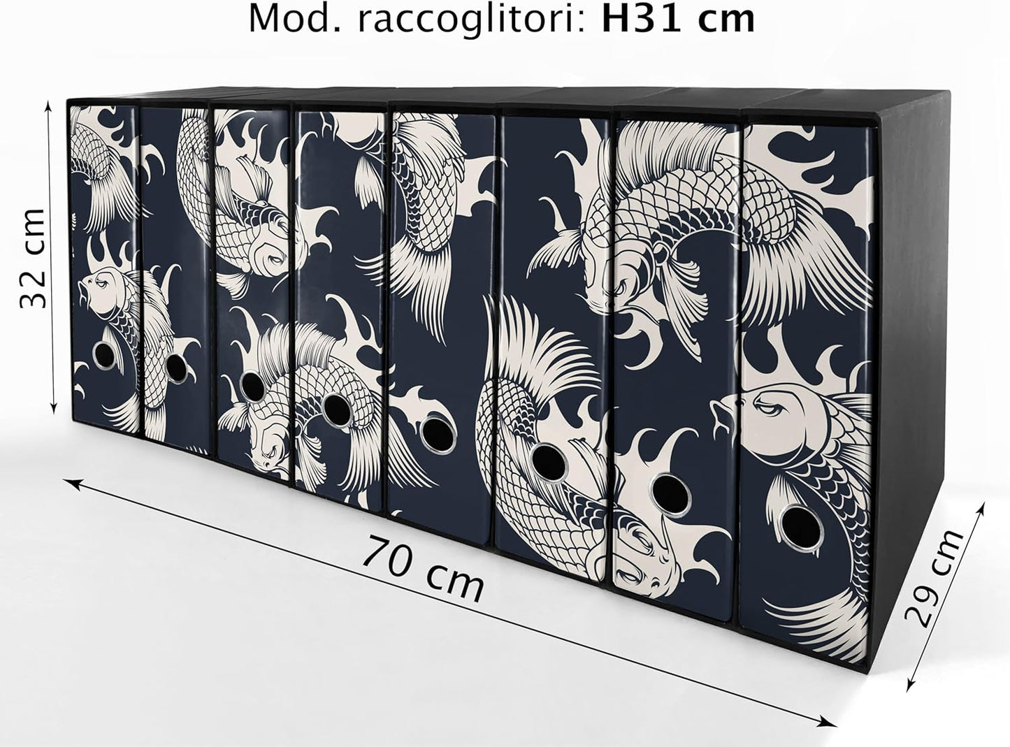 Set da 8 raccoglitori ad anelli CARPE BIANCHE - Faldoni SHAREPRINTING (H31 con 2 anelli)