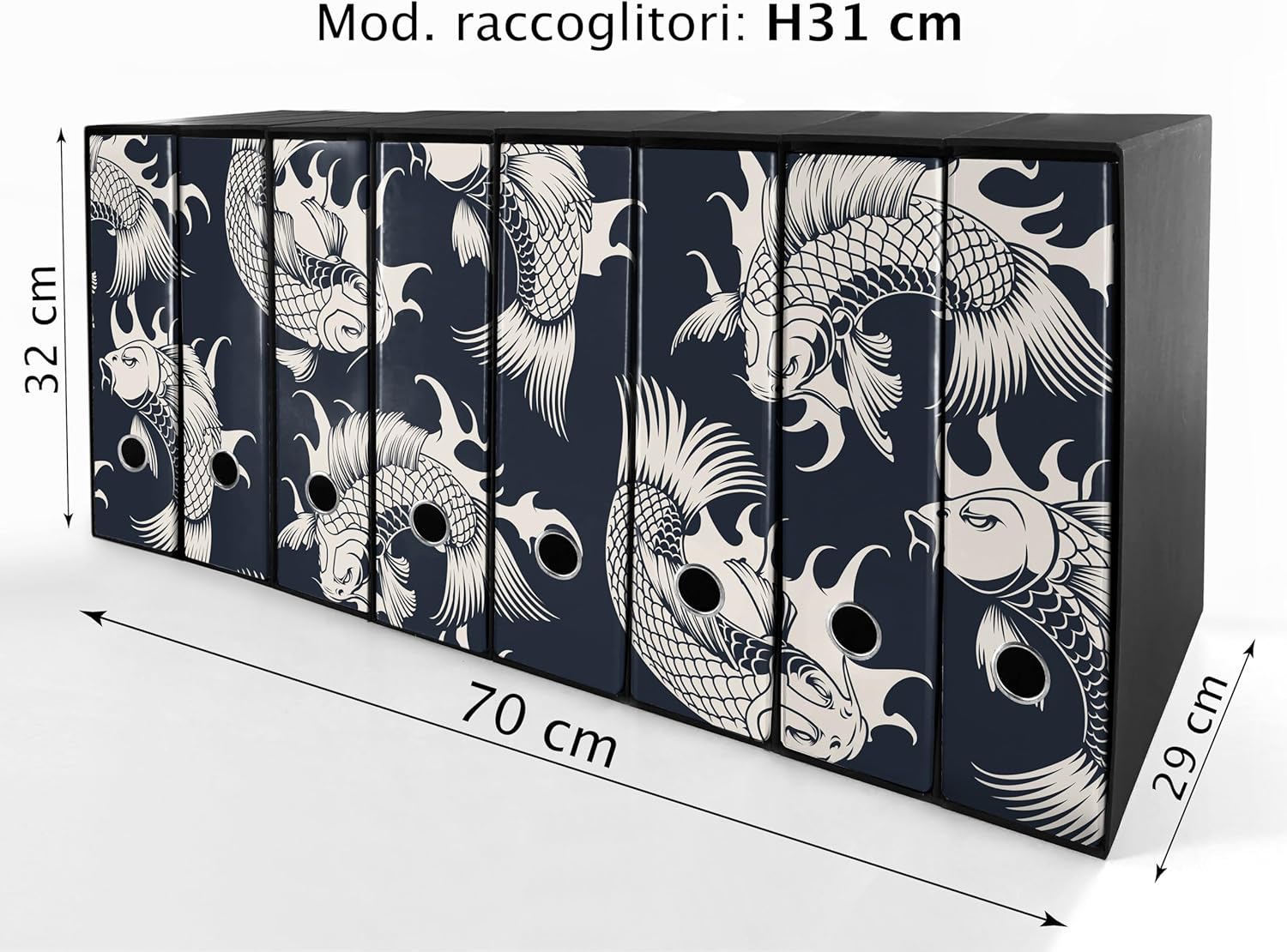 Set da 8 raccoglitori ad anelli CARPE BIANCHE - Faldoni SHAREPRINTING (H31 con 2 anelli)