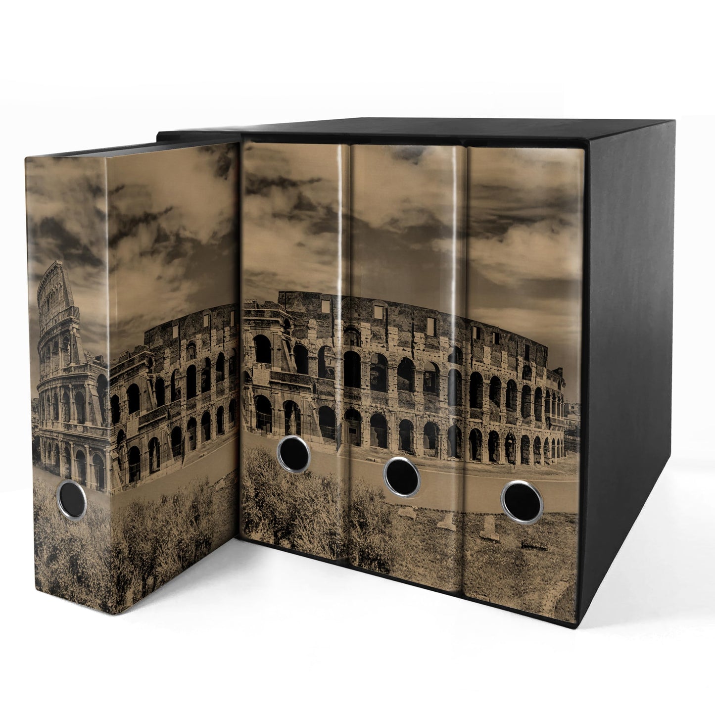 Raccoglitori ad anelli Avana ROMA COLOSSEO - Set da 4 raccoglitori - SHAREPRINTING Faldoni