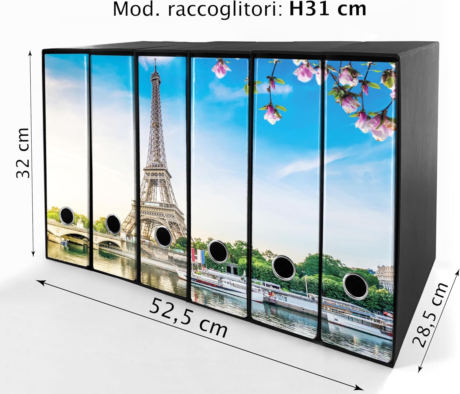 Set da 6 raccoglitori ad anelli PARIGI - Faldoni SHAREPRINTING (H31 con 2 anelli)