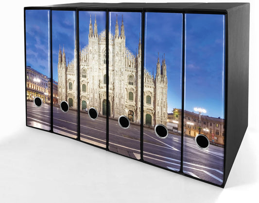 Set da 6 raccoglitori ad anelli DUOMO DI MILANO A COLORI - Faldoni SHAREPRINTING (H31 con 2 anelli)