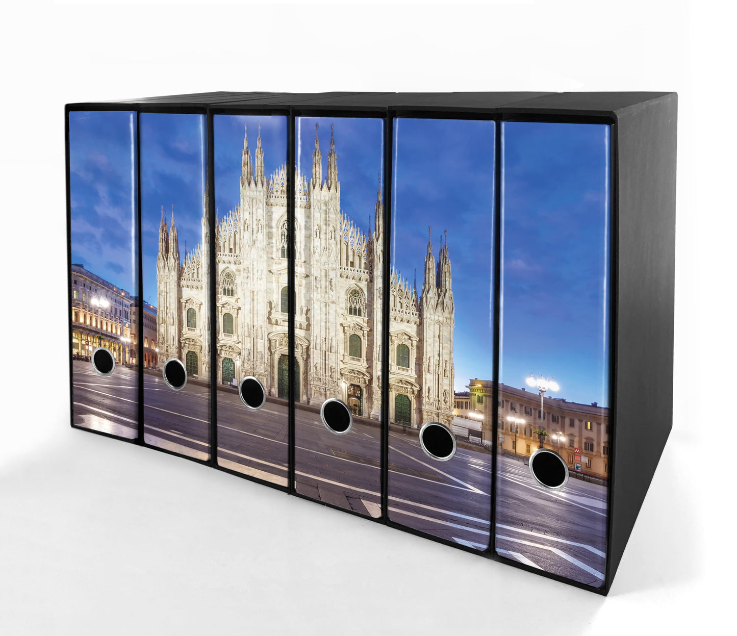 Set da 6 raccoglitori ad anelli DUOMO DI MILANO A COLORI - Faldoni SHAREPRINTING (H31 con 2 anelli)