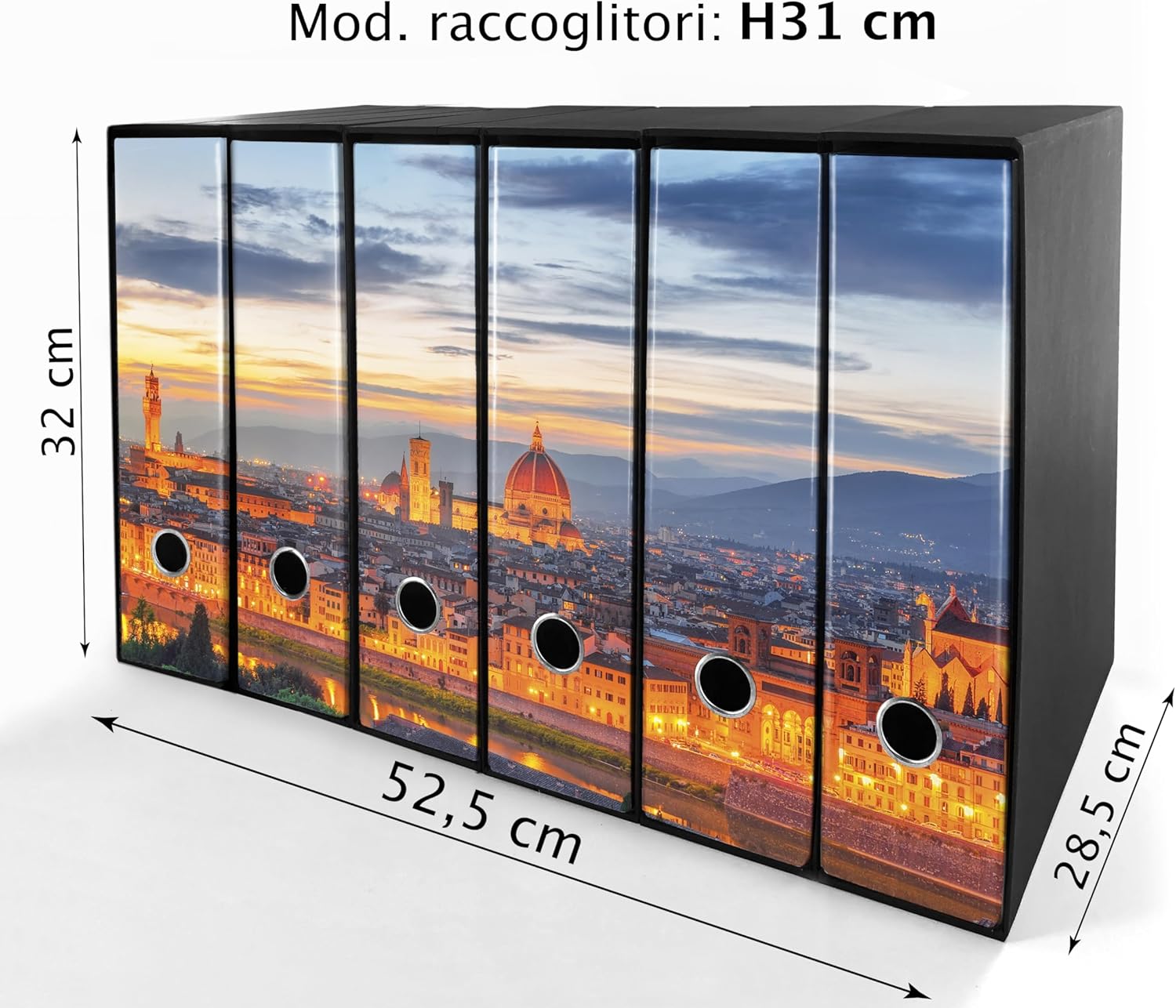 Set da 6 raccoglitori ad anelli FIRENZE - Faldoni SHAREPRINTING (H31 con 2 anelli)