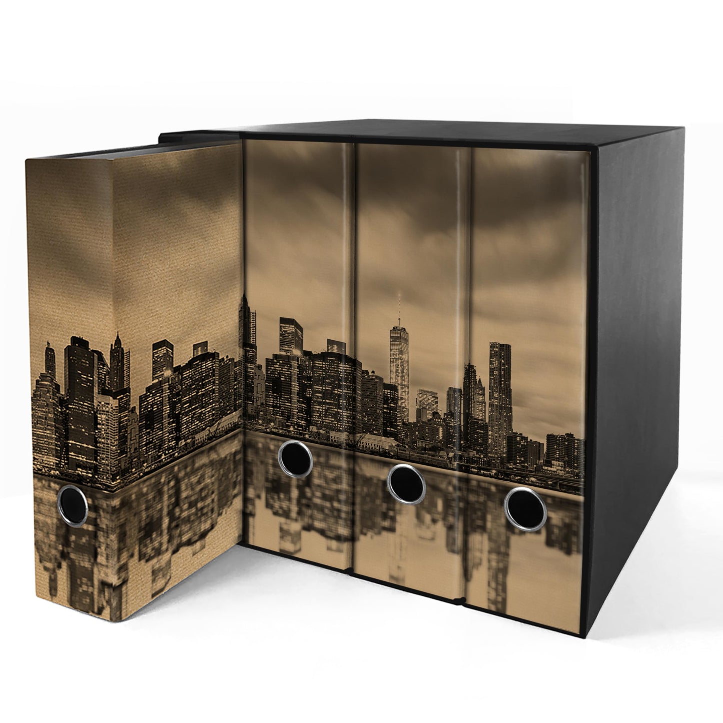 Raccoglitori ad anelli Avana NEW YORK - Set da 4 raccoglitori - SHAREPRINTING Faldoni