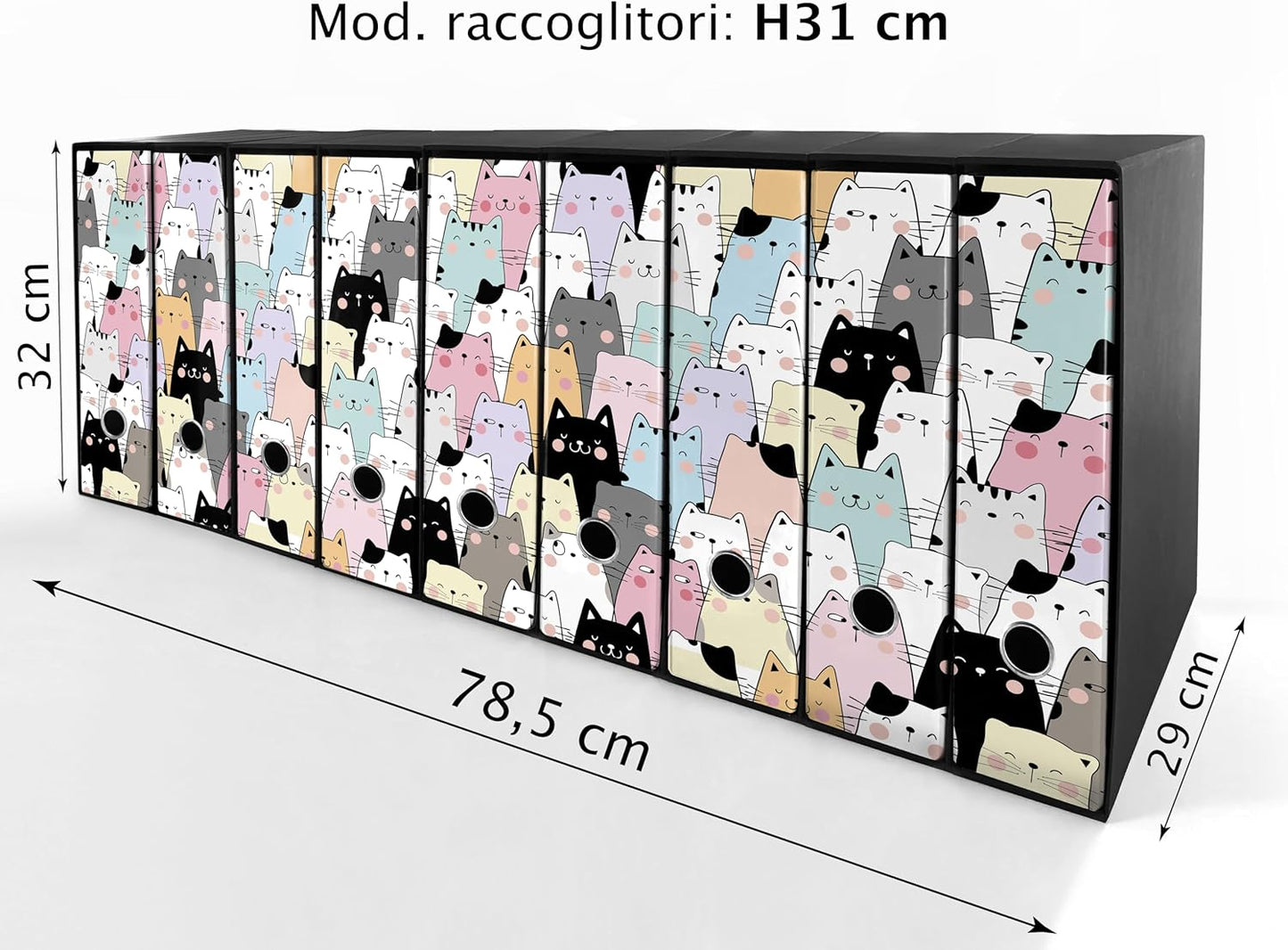 Set da 9 raccoglitori ad anelli GATTONI - Faldoni SHAREPRINTING (H31 con 2 anelli)