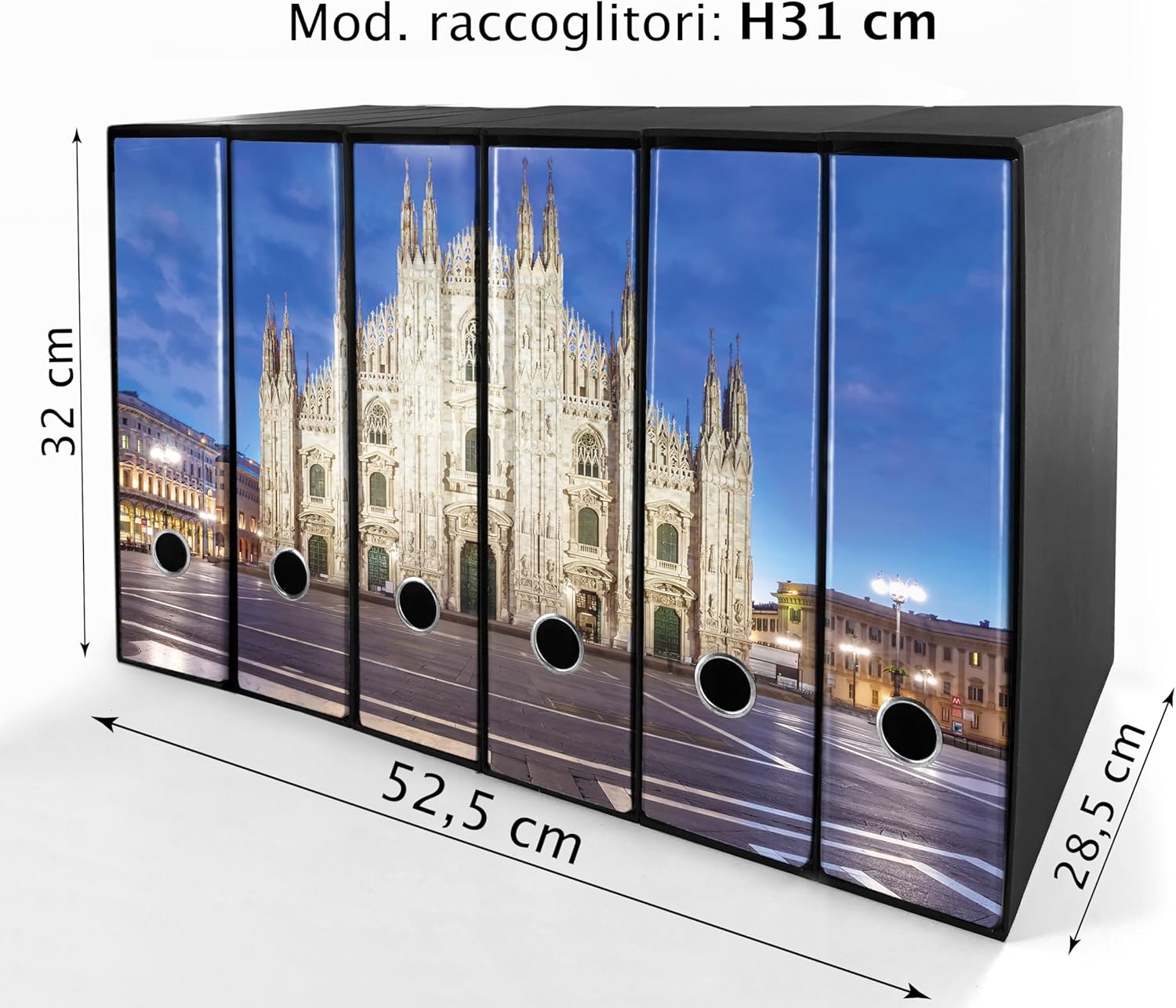 Set da 6 raccoglitori ad anelli DUOMO DI MILANO A COLORI - Faldoni SHAREPRINTING (H31 con 2 anelli)