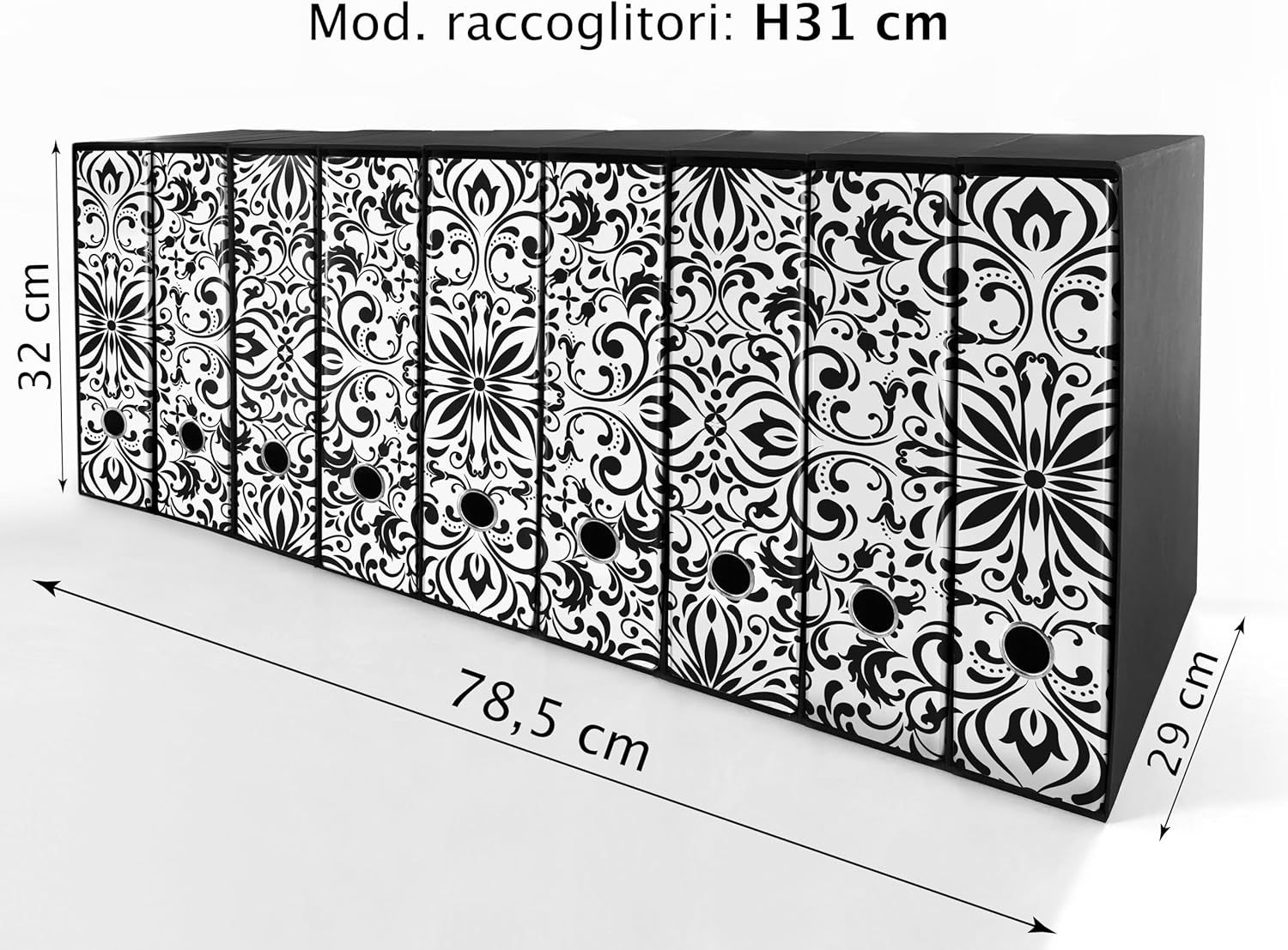 Set da 9 raccoglitori ad anelli DAMASCO - Faldoni SHAREPRINTING (H31 con 2 anelli)