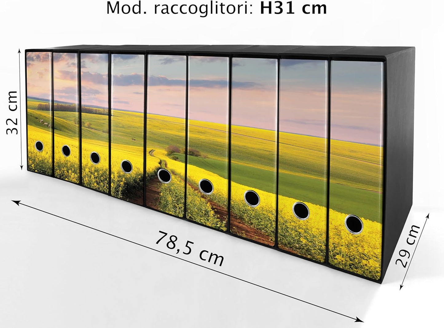 Set da 9 raccoglitori ad anelli CAMPO FIORITO - Faldoni SHAREPRINTING (H31 con 2 anelli)
