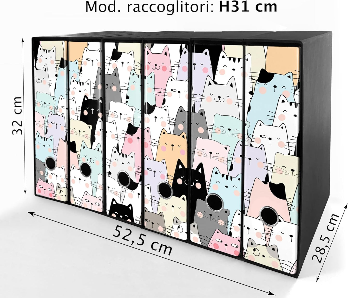 Set da 6 raccoglitori ad anelli - GATTONI (H31 cm con 2 anelli)
